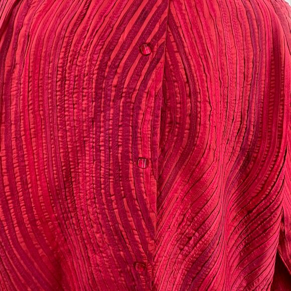 Parsley & Sage Red Multi Silk Textured Pintuck Long Sleeve Tunic Blouse Plus 1X - Picture 9 of 13